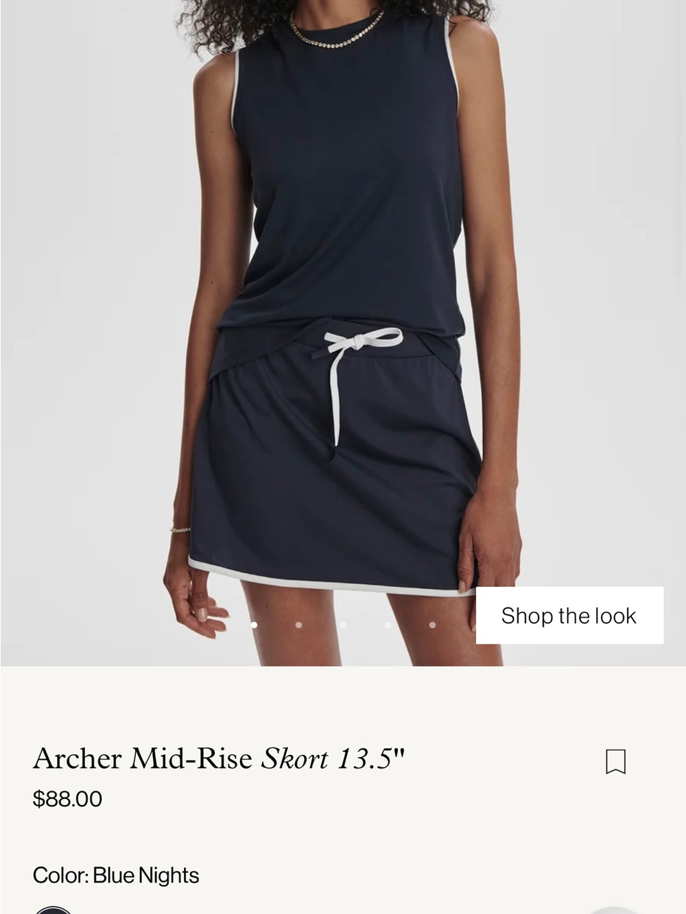 Varley Blue Nights Athletic Skort with White Trim
